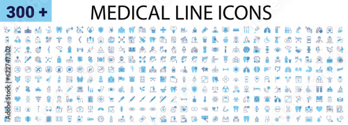 Medical Vector Icons Set. Line Icons, Sign and Symbols. Medicine, Health Care, Internal Organs, Drugs, Symptoms, Dental and Fly. Mobile Concepts and Web Apps. Modern Infographic Logo and Pictogram photo