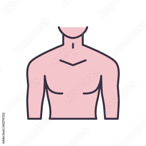 Male torso related vector icon. Male torso sign. Isolated on white background. Editable vector illustration