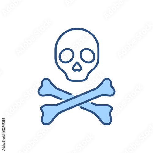 Skull and bones related vector icon. Symbol of death and pirates. Skull and bones sign. Isolated on white background. Editable vector illustration