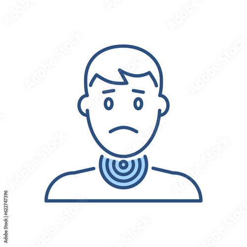 Sore Throat related vector icon. Head of man with sore throat. Sore Throat sign. Isolated on white background. Editable vector illustration