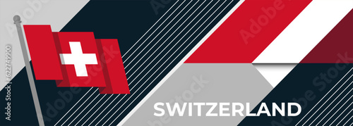 Switzerland Flag for National day design for Swiss people. Modern red white abstract banner cover template. Corporate Business Swiss flag. Vector illustration.