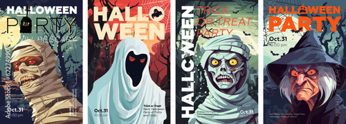 Fotografia Halloween party poster set