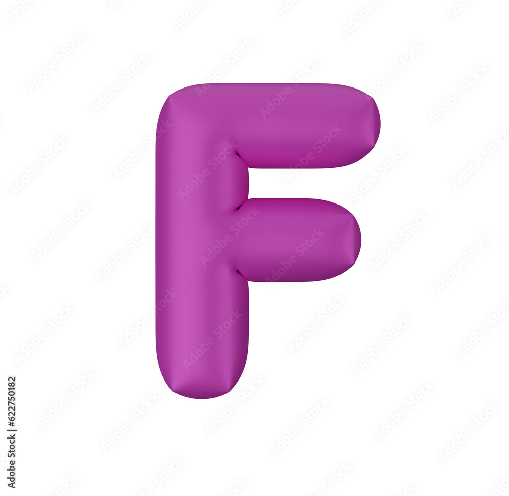 Letter F of balloon in pink font isolated on transparent background. 3D render Letter F of balloon in pink font isolated on transparent background. 3D render