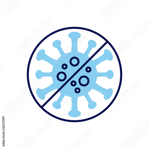 Anti Coronavirus related vector icon. Virus COVID 19 in prohibition sign. Isolated on white background. Editable vector illustration