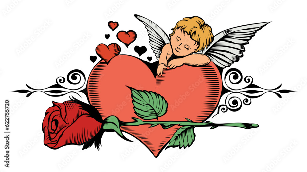 Fototapeta premium Angel Heart Sticker