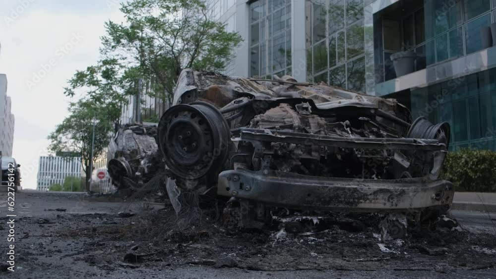 car burned during the riots in Nanterre, France (protest for Nahel) car burned during the riots in Nanterre, France (protest for Nahel)