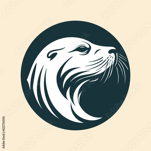 Vector logo illustration of a seal, walrus, or sea lion