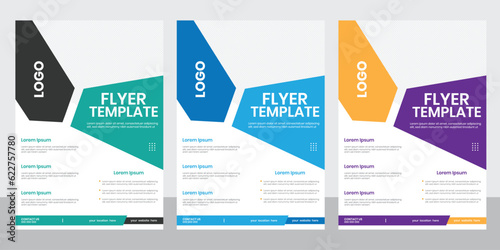 Corporate vertical concept colorful shape flier poster template, business a4 multipurpose simple cover flier layout, editable advertising graphic service flyer background