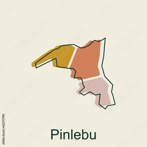Map of Pinlebu geometric outline colorful modern design template, Myanmar map on white background of vector illustration