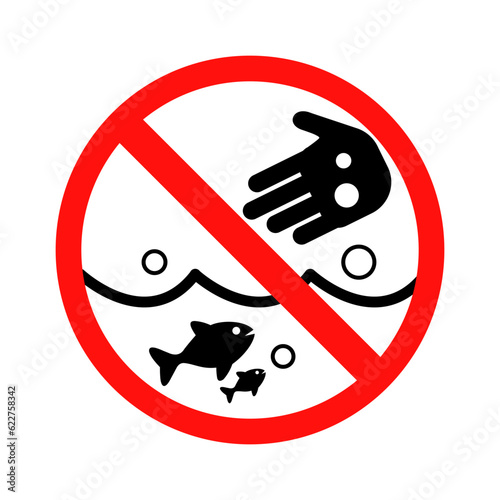 Please Do not feed fishes, red prohibited sign. Eps 10 vector illustration.