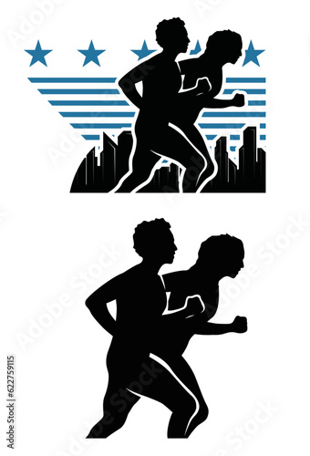 silhouette of people jogging illustration