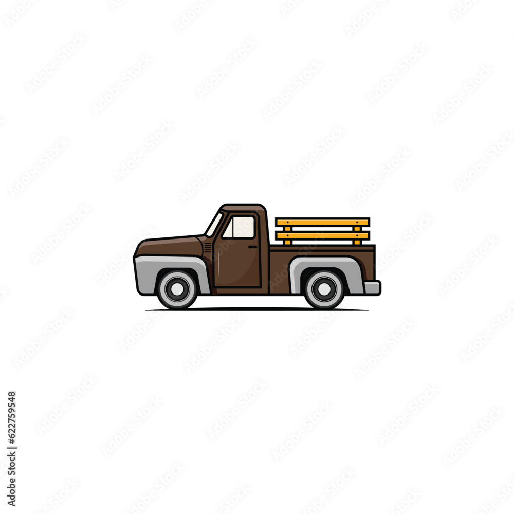 Classic pickup truck vector graphics