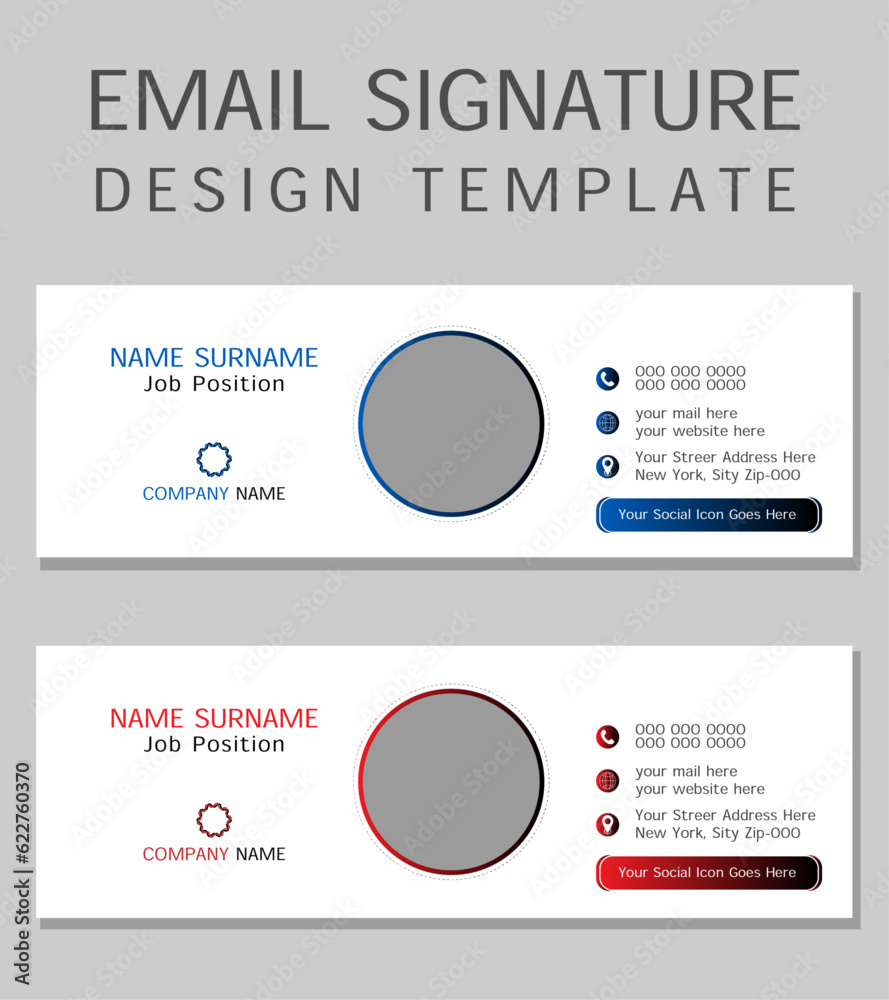 Email signature template design. Personal social media cover template