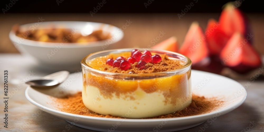 AI generated illustration of a delicious dessert plate consisting of a chocolate mousse AI generated illustration of a delicious dessert plate consisting of a chocolate mousse