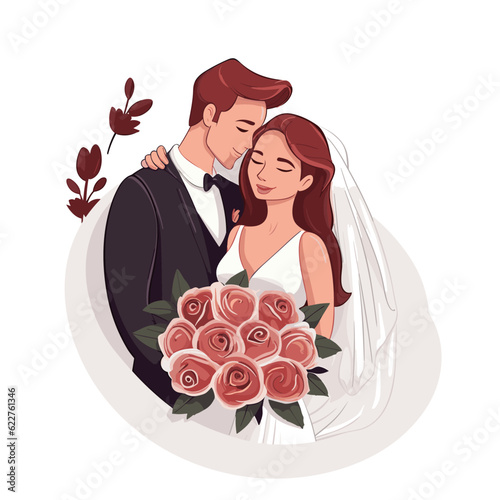 Wedding hand-drawn comic illustration. Wedding. Vector doodle style cartoon illustration