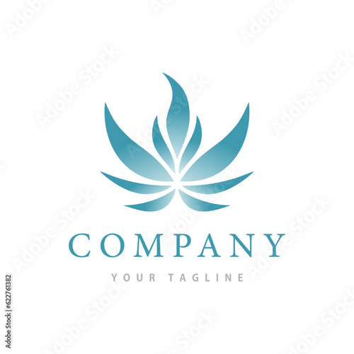 Lotus flower logo, abstract yoga beauty spa salon cosmetics brand linear style, modern design template vector illustration