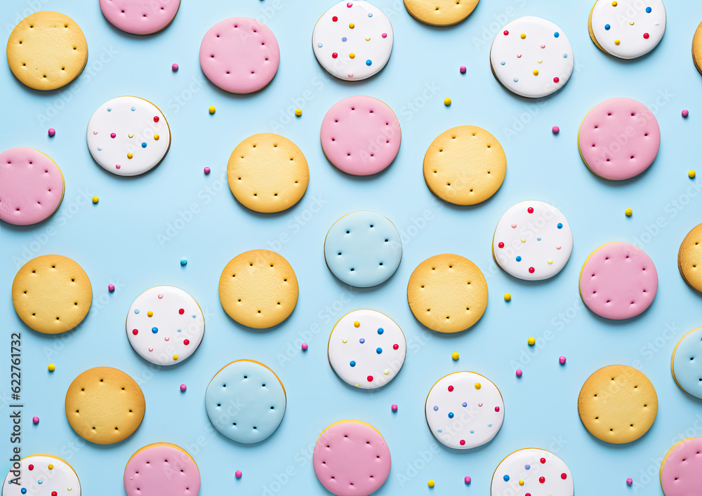 Christmas pastel cookies on the light blue pastel background Christmas pastel cookies on the light blue pastel background