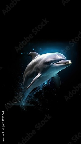 AI generated illustration of a dolphin swimming in a body of water