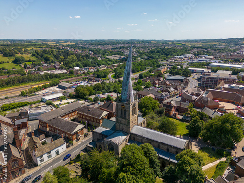 Aerial drone photo of the church in Chesterfield © robin