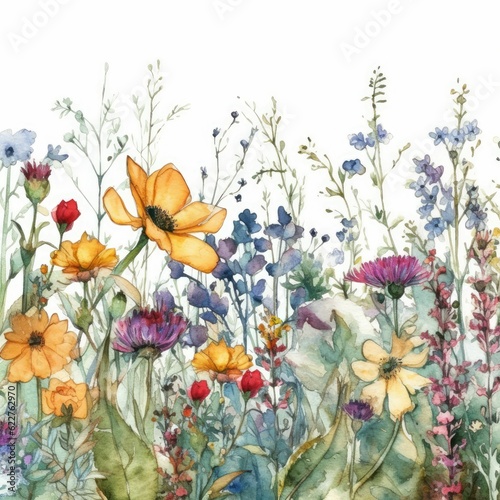 AI generated illustration of a vibrant painting of a picturesque garden of blooming flowers © Al Exo/Wirestock Creators