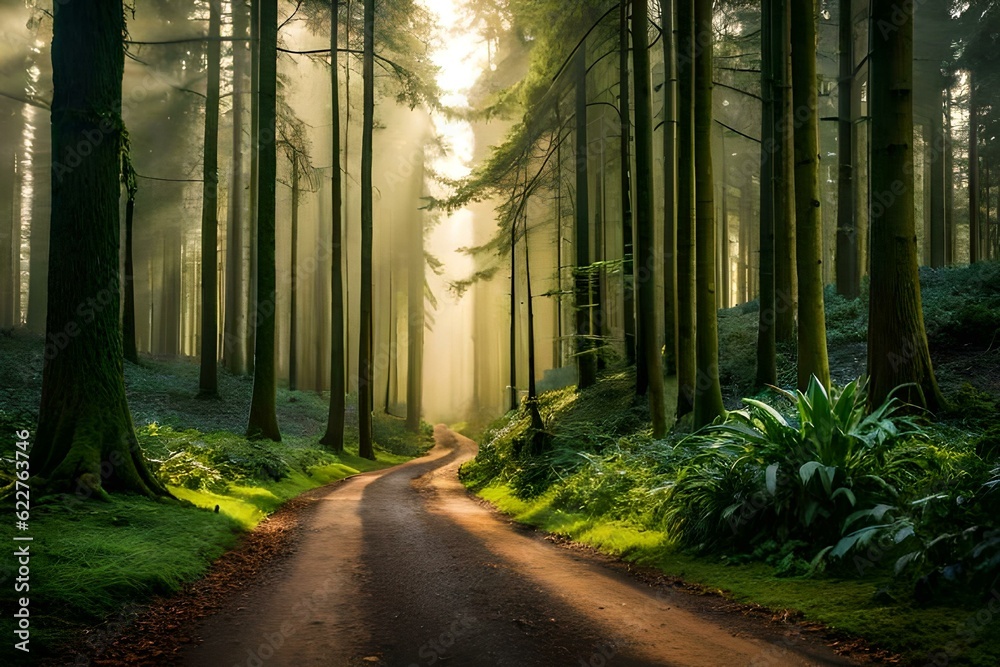 Obraz premium path in the forest generated ai