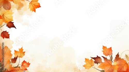 Autumn leaves background with copy space for your text or image. Generative AI