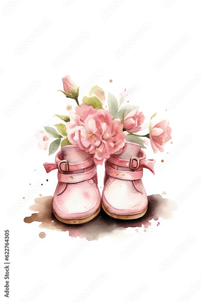 shoes with flowers on them are shown in front of a white background