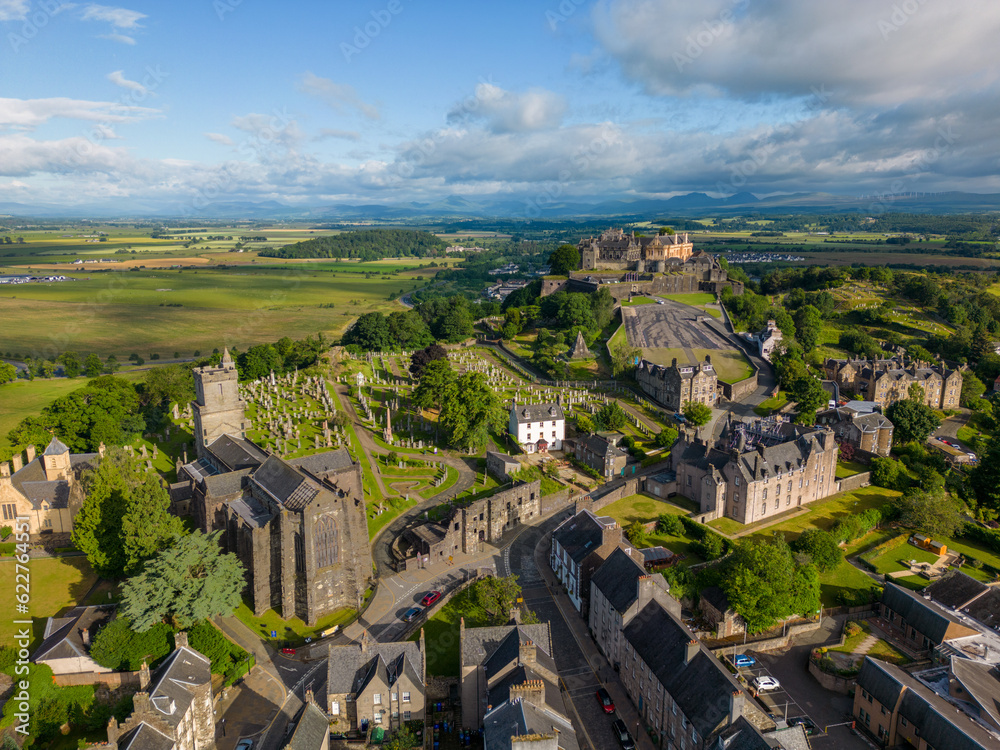 Fototapeta premium Aerial drone photo of the church in Stirling Scotland