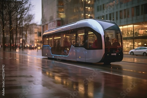 Sustainable public transportation: high-tech bus. AI-generated.