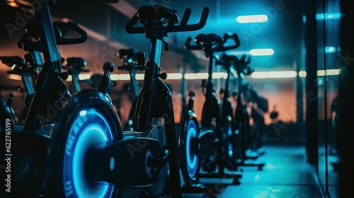 AI generated illustration of electricity producing spin bikes photo