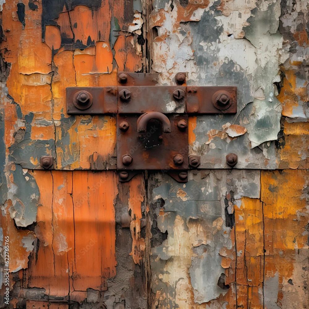 A metal surface with a distressed paint finish, exhibiting signs of rust - AI generated A metal surface with a distressed paint finish, exhibiting signs of rust - AI generated