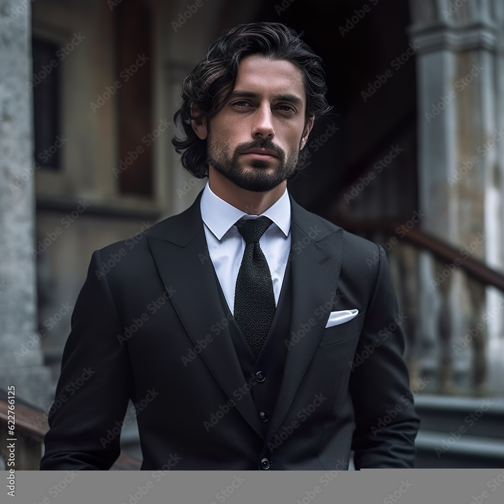AI generated portrait of man wearing suit with tie AI generated portrait of man wearing suit with tie