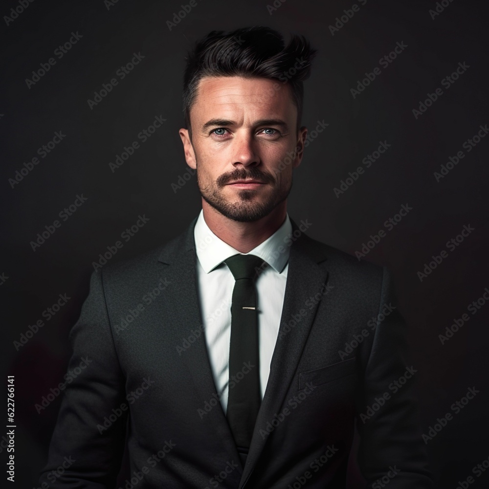 AI generated portrait of man wearing suit with tie AI generated portrait of man wearing suit with tie