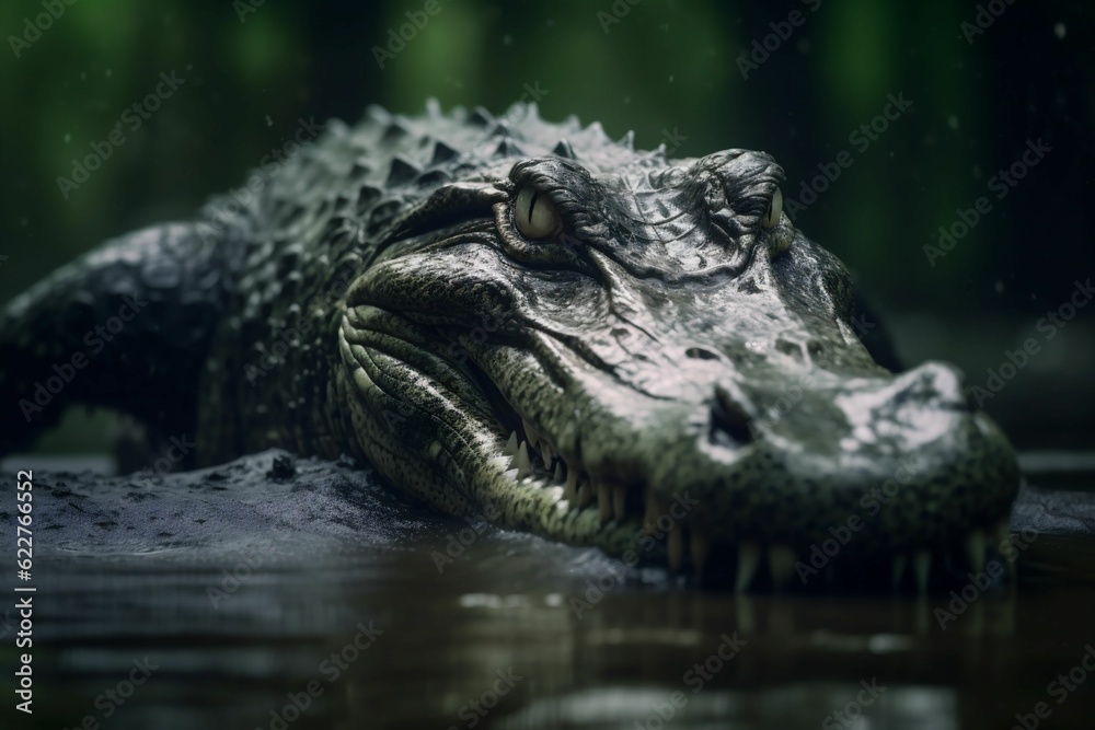 AI generated American Alligator swimming in water