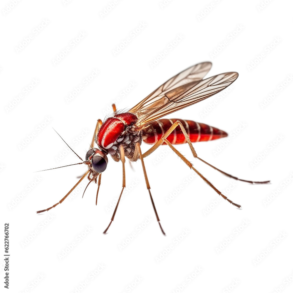 close up side view of mosquito, isolated on transparent background cutout, generative ai close up side view of mosquito, isolated on transparent background cutout, generative ai