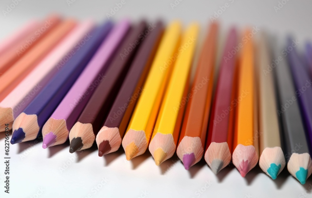 AI generated set of multicolored pencils AI generated set of multicolored pencils