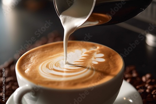 AI generated person pouring milk in coffee