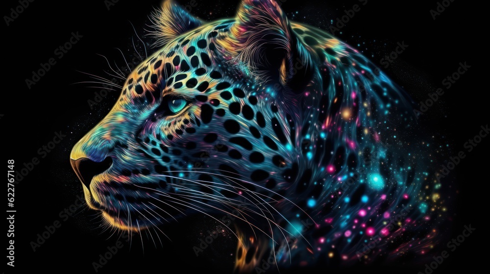 AI generate leopard on black background