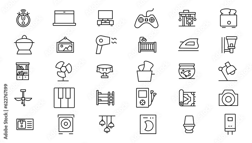 Fototapeta premium Household appliances. Home appliances and electronics icons. Vector illustration
