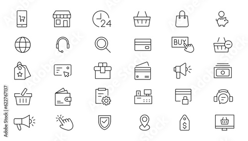 E-Commerce & Shopping thin line icons set. E-Commerce, Shop, Online Shopping icons collection. Shoppind symbols set. Vector illustration