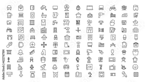 Household appliances. Home appliances and electronics icons. Vector illustration