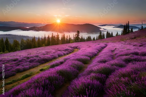 lavender field in the morning AI Generated