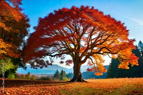 autumn tree in the park AI Generated 