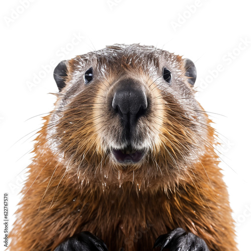 beaver face shot, isolated on transparent background  photo