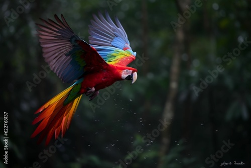 AI generated parrot in flight