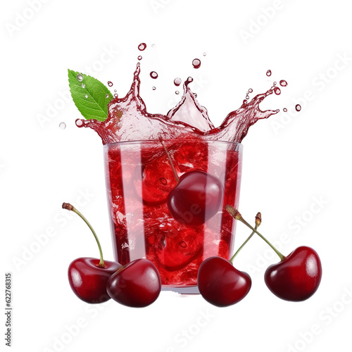 cherry juice, isolated on transparent background cutout, generative ai