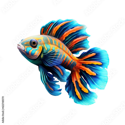 Mandarinfish  isolated on transparent background cutout  generative ai