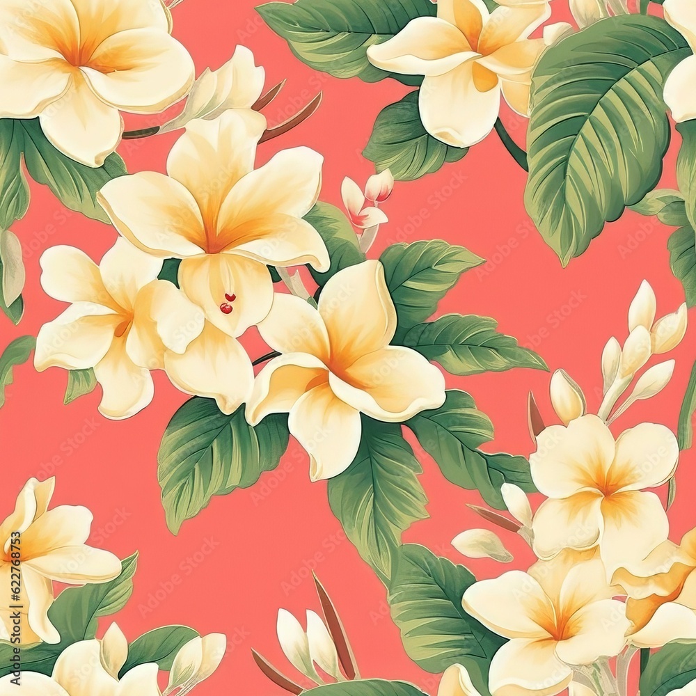 AI generated illustration of vibrant yellow and white flowers against a pink background