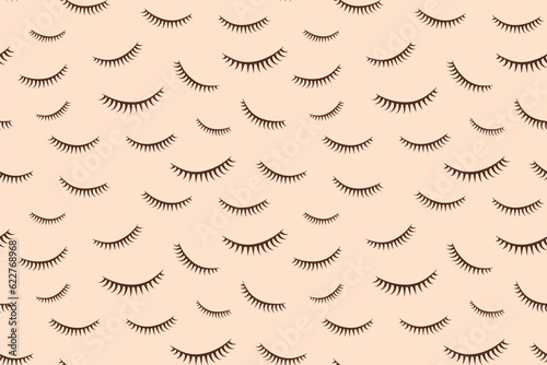 seamless eyelash pattern; funny background, great for wallpaper, greeting card, textile, beauty salon- vector illustration