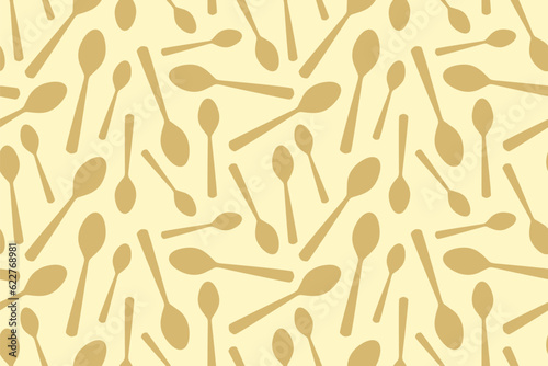 golden seamless spoons pattern; kitchen, restaurant, menu background- vector illustration